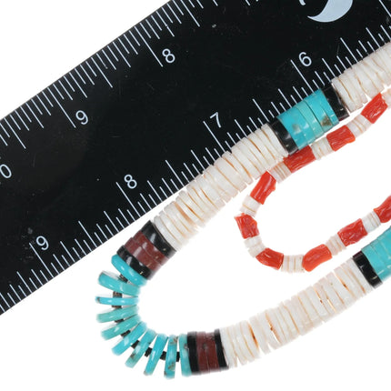 2 vintage Native American sterling, turquoise, coral heishi necklaces - Estate Fresh Austin