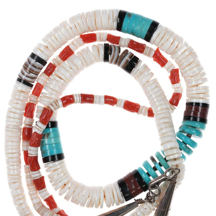 2 vintage Native American sterling, turquoise, coral heishi necklaces - Estate Fresh Austin