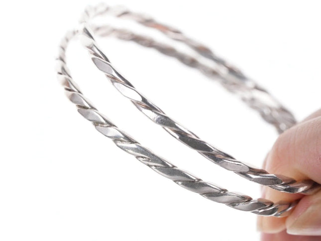 2 Vintage Southwestern Twisted rope sterling silver bangles - Estate Fresh Austin