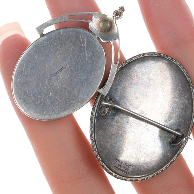 2 Vintage Sterling silhouette Pendants/pins - Estate Fresh Austin