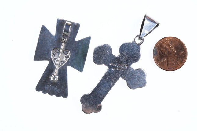 2 Vintage Sterling silver Cross pendants - Estate Fresh Austin