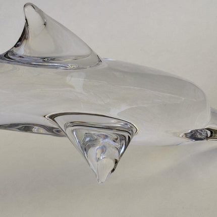 20" Daum French Crystal Dolphin Sculpture - Estate Fresh Austin