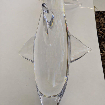 20" Daum French Crystal Dolphin Sculpture - Estate Fresh Austin