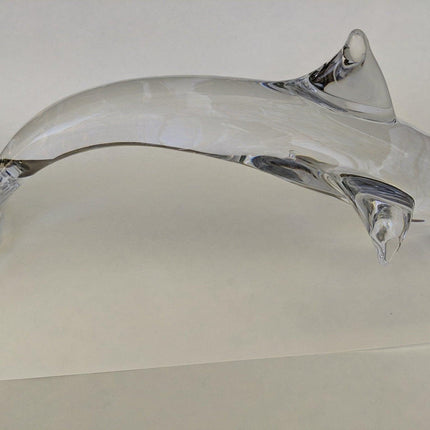 20" Daum French Crystal Dolphin Sculpture - Estate Fresh Austin