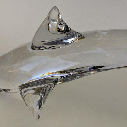 20" Daum French Crystal Dolphin Sculpture - Estate Fresh Austin