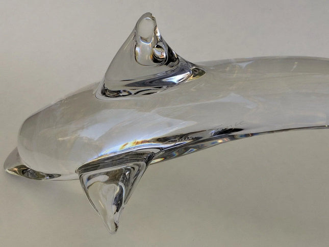 20" Daum French Crystal Dolphin Sculpture - Estate Fresh Austin