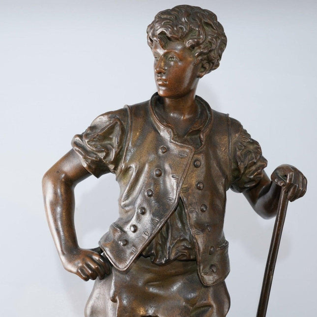 20" Eutrope Bouret(1833 - 1906) French Bronze Blacksmith Sculpture "Le Travail" - Estate Fresh Austin