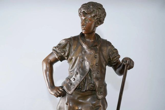 20" Eutrope Bouret(1833-1906) French Bronze Blacksmith Sculpture "Le Travail" - Estate Fresh Austin