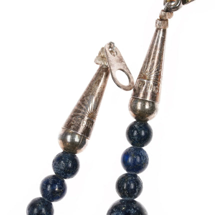 20" Southwestern sterling Lapis beaded necklace - Estate Fresh Austin