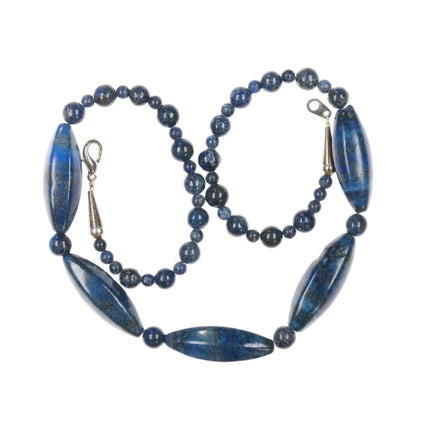 20" Southwestern sterling Lapis beaded necklace - Estate Fresh Austin