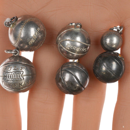 20's - 50's Baseball and Basketball Sterling silver charms - Estate Fresh Austin