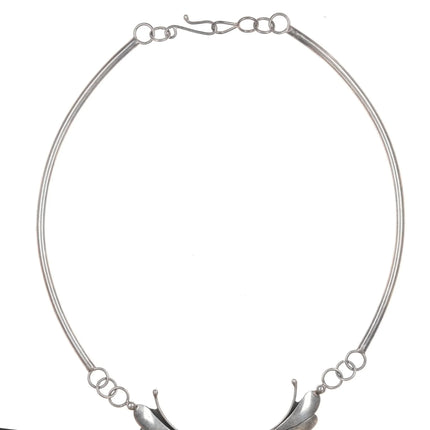 22" Vintage Jansen Zuni Carved turquoise sterling collar necklace - Estate Fresh Austin