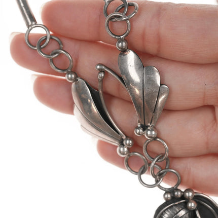 22" Vintage Jansen Zuni Carved turquoise sterling collar necklace - Estate Fresh Austin