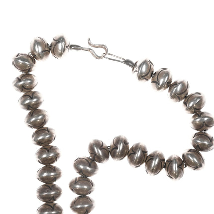 23" Roy Vandever Navajo sterling silver hand stamped Navajo pearls - Estate Fresh Austin