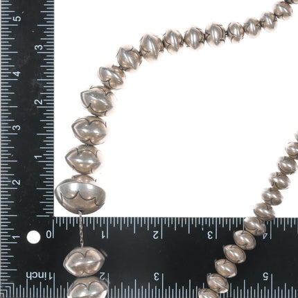 23" Roy Vandever Navajo sterling silver hand stamped Navajo pearls - Estate Fresh Austin