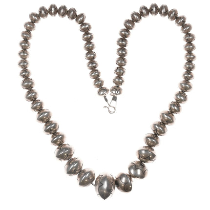 23" Roy Vandever Navajo sterling silver hand stamped Navajo pearls - Estate Fresh Austin