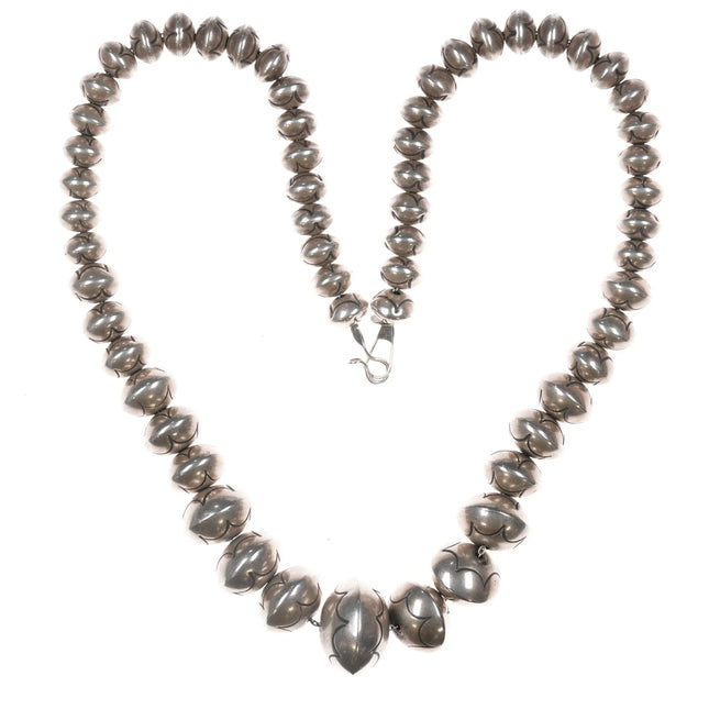 23" Roy Vandever Navajo sterling silver hand stamped Navajo pearls - Estate Fresh Austin