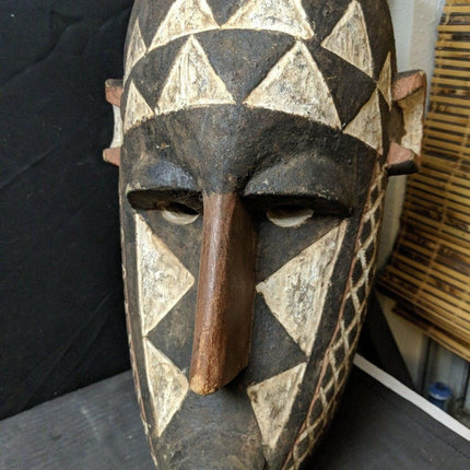 23.5" Antique Carved Wood African Congo Ceremonial Mask 10.5" deep - Estate Fresh Austin