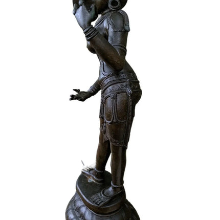 23.5" Antique Shiva Devi Parvati Bronze Statute 29 pounds 9" wide x 7" deep 18t - Estate Fresh Austin