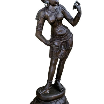23.5" Antique Shiva Devi Parvati Bronze Statute 29 pounds 9" wide x 7" deep 18t - Estate Fresh Austin