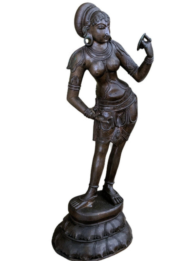 23.5" Antique Shiva Devi Parvati Bronze Statute 29 pounds 9" wide x 7" deep 18t - Estate Fresh Austin