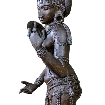 23.5" Antique Shiva Devi Parvati Bronze Statute 29 pounds 9" wide x 7" deep 18t - Estate Fresh Austin