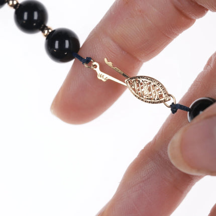 24" 14k Black Jade beaded necklace - Estate Fresh Austin