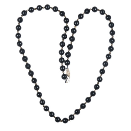 24" 14k Black Jade beaded necklace - Estate Fresh Austin