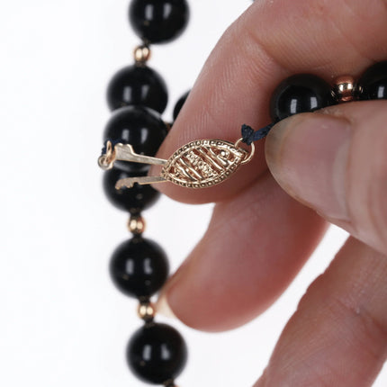 24" 14k Black Jade beaded necklace - Estate Fresh Austin