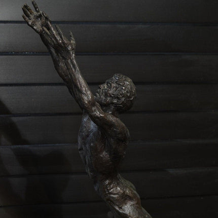 24" 1969 Thomas Holland Bronze of Man reaching 4/10 - Estate Fresh Austin