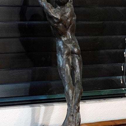 24" 1969 Thomas Holland Bronze of Man reaching 4/10 - Estate Fresh Austin