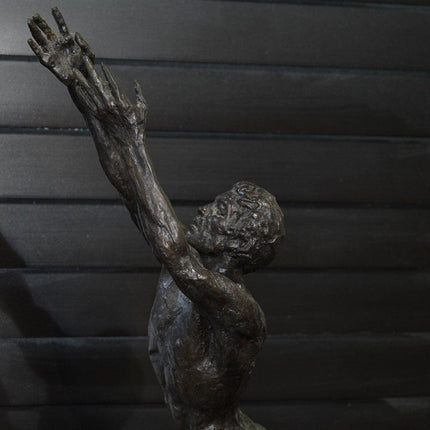 24" 1969 Thomas Holland Bronze of Man reaching 4/10 - Estate Fresh Austin