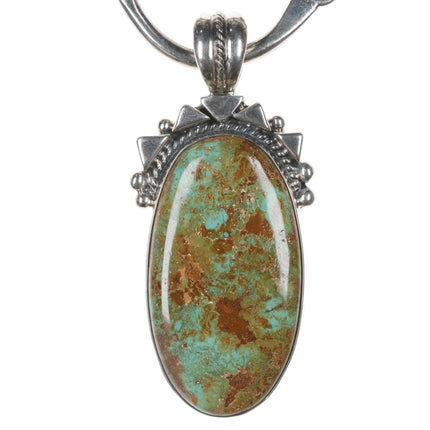 24" Orville Tsinnie Navajo Royston Turquoise sterling pendant necklace - Estate Fresh Austin