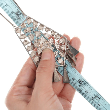 24" Vintage Modernist sterling chrysocolla pendant/necklace - Estate Fresh Austin