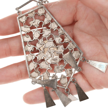 24" Vintage Modernist sterling chrysocolla pendant/necklace - Estate Fresh Austin