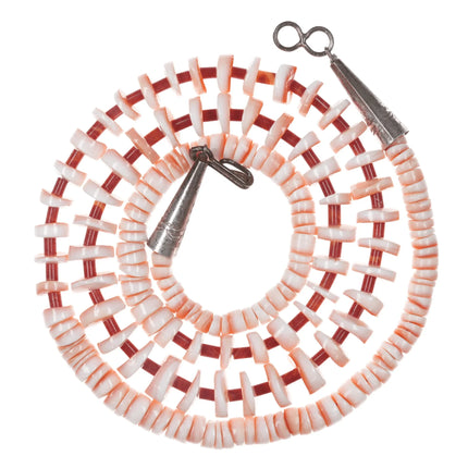 24" Vintage Santo Domingo shell heishi necklace with sterling terminals - Estate Fresh Austin