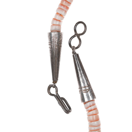 24" Vintage Santo Domingo shell heishi necklace with sterling terminals - Estate Fresh Austin