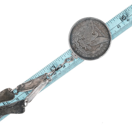 26" c1960 Helen Beckerhoff modernist sterling necklace with 1900 US silver dollar pendant - Estate Fresh Austin