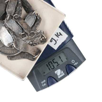 26" c1960 Helen Beckerhoff modernist sterling necklace with 1900 US silver dollar pendant - Estate Fresh Austin