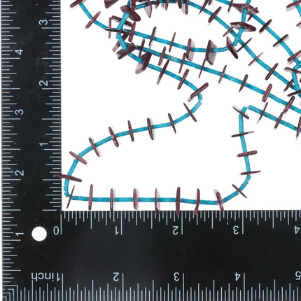 26" Vintage triple strand turquoise/spiny oyster heishi necklace - Estate Fresh Austin