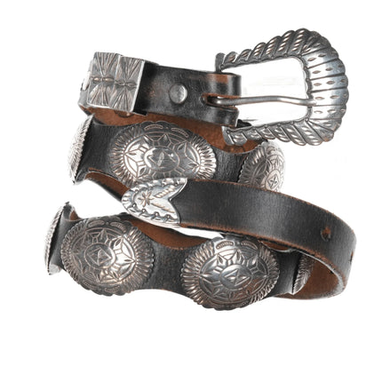 28-32" Vintage Sterling ranger style concho belt - Estate Fresh Austin