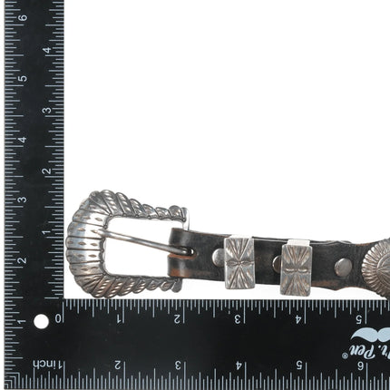 28-32" Vintage Sterling ranger style concho belt - Estate Fresh Austin