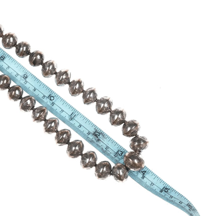 28" Vintage 11mm-22mm Hand stamped silver Navajo pearl necklace - Estate Fresh Austin