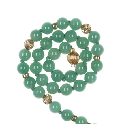 28" Vintage 14k/jade beaded necklace - Estate Fresh Austin