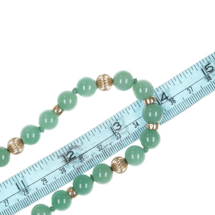 28" Vintage 14k/jade beaded necklace - Estate Fresh Austin