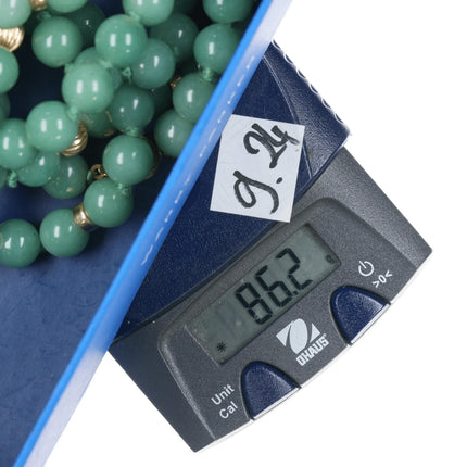 28" Vintage 14k/jade beaded necklace - Estate Fresh Austin