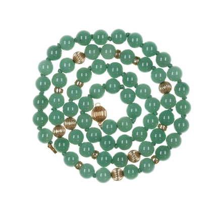 28" Vintage 14k/jade beaded necklace - Estate Fresh Austin
