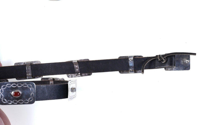 28" Vintage Navajo Sterling Hand stamped concho belt - Estate Fresh Austin