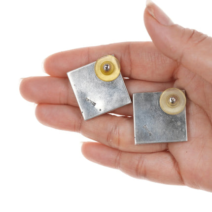 2pr Vintage Native American Sterling Multi-Stone inlay earrings - Estate Fresh Austin