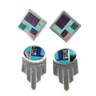 2pr Vintage Native American Sterling Multi-Stone inlay earrings - Estate Fresh Austin